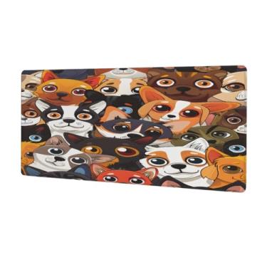 Imagem de hongjinglin Mouse pad fofo com olhos de animais grandes, impermeável, protetor de mesa estendido para computador, base de borracha antiderrapante para escritório, computador, teclado, laptop e mesa de