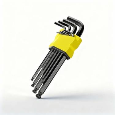 Imagem de Conjunto de chaves Torx de braço longo com 9 peças, conjunto hexagonal codificado por cores com 9 tamanhos, conjunto de chaves Allen para reparos domésticos e projetos de bricolage (preto)