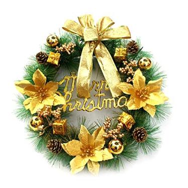 Imagem de Coroa com Luz de Fio Led Plantas Artificiais Guirlanda Flores Feliz Ornamento Suspensão para Porta da Frente Parede Jane