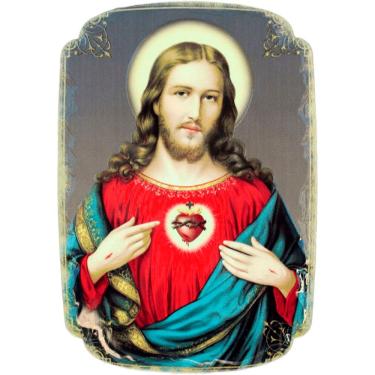 Imagem de Quadro Mesa Natal Coleção Sagrado Coração De Jesus 14x20cm