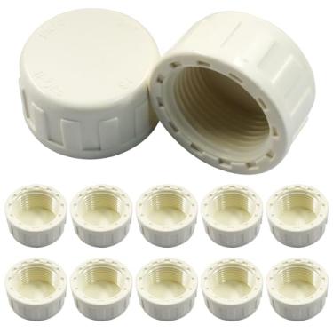 Imagem de BokWin Pacote com 12 acessórios para tubos de PVC branco de 0,9 cm, adaptadores de plugue de rosca fêmea para aplicações de encanamento, instalação simples e segura para projetos de bricolage, reparo