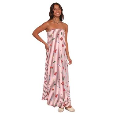 Imagem de Petal & Pup Vestido feminino Soph tomara que caia vermelho listrado para piquenique, Listra vermelha de piquenique, P