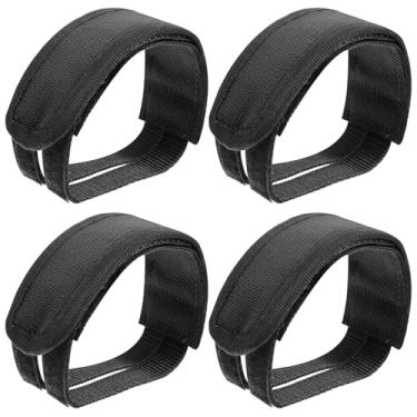 Imagem de 4 peças de tiras de pedal de bicicleta, clipes pretos para estacionários, alça de pé adequada para pedais de engrenagem fixa, alças antiderrapantes para pés de bicicleta