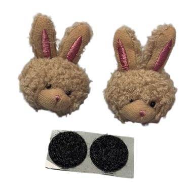 Imagem de menolana Conjunto de 2 enfeites para capacete, cabeça de de pelúcia, acessórios decorativos fofos para ciclismo e esqui. Ideal para mulheres e meninas, Marrom