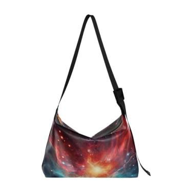 Imagem de Bolsa Hobo de ombro leve Nebula and Stars, bolsa tiracolo de couro, bolsa tiracolo masculina de couro, Nebulosa e estrelas-1, One Size