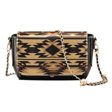 Imagem de Bolsa feminina de couro floral com flores em aquarela com bagas, bolsa de ombro média, bolsa transversal feminina de couro, Estilo tribal com bronze e preto - 1, One Size