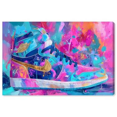 Imagem de Tênis colorido e ousado pintado em tela arte de parede por Art Remedy, Gallery Wrapped, 61 x 40 cm