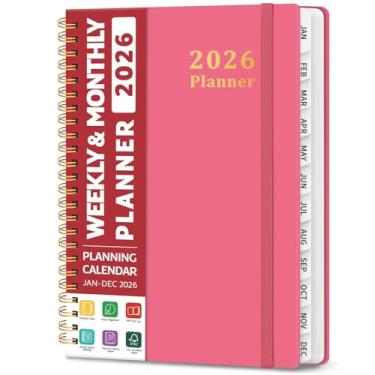 Imagem de Agenda 2026, agenda semanal e mensal, janeiro de 2026 a dezembro de 2026, capa dura, agenda agenda 2026, com abas para mulheres e homens, bolso interno, encadernação espiral, perfeito para escritório