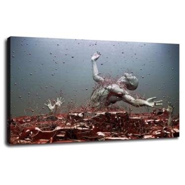 Imagem de Pôster artístico em tela assustadora impressões arte de parede para casa 1 painéis decorações com moldura 33.0 cm x 20.3 cm