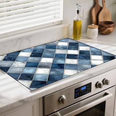 Imagem de Capa superior de fogão de vidro de silicone - Tapete para protetor de fogão elétrico com revestimento de borracha antiderrapante resistente a arranhões XL tapetes de secagem de pratos para cozinha