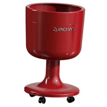 Imagem de ＫＬＫＣＭＳ Lixeira com Rodas, Lata de Lixo com Rotação de 360°, Lixeira Robusta de 10L para Escritório, Quarto, Banheiro e Cozinha, Vermelho