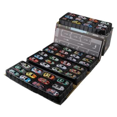 Imagem de MERIGLARE Conjunto de 48 carrinhos de brinquedo com mecanismo de fricção, garagem, estacionamento e tapete de brincar. Ideal para festas infantis a partir de 3, Azul