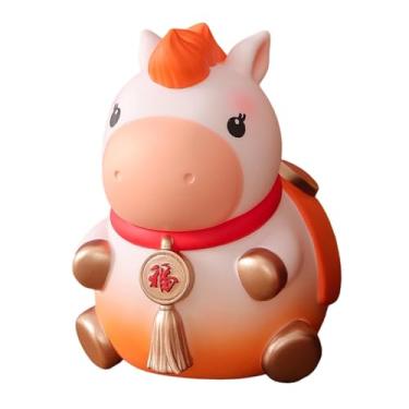 Imagem de Generic Estátua de Cavalo Artesanal Ornamento Porquinho Cofrinho Cofrinho Estatueta Decorativa para Festa da Primavera Escritório Quarto Aniversário Presente, Laranja Pequeno