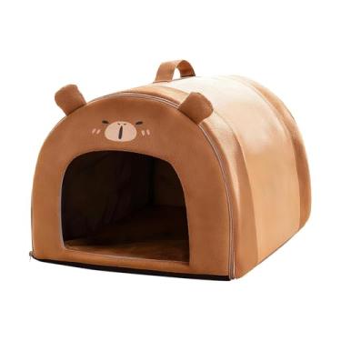 Imagem de KiBcsLic Casinha para Gatos, Abrigo Interno para Animais de Estimação, Cama Removível, Aconchegante e Quente com Capa de Desenho Animado, Canil Macio para, L
