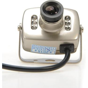 Imagem de Hengkaising 208C Mini câmera CCTV com fio para babá analógica com visão noturna, segurança digital, áudio e vídeo, com lente colorida CMOS de 3,6 mm, 6LED PAL/NTSC