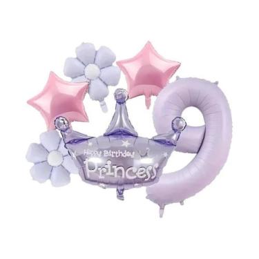 Imagem de Coroa De Princesa Roxa 40in Balão Digital De Folha Matte Daisy Para De