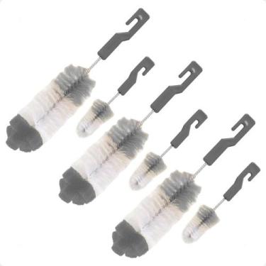 Imagem de 3 Kit Escovas Para Limpeza De Mamadeiras E Bicos Buba - Cinza