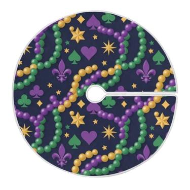 Imagem de ATTX Saia de árvore com contas de Mardi Gras de 90 cm – Decoração festiva para festas de ano novo e carnaval #196