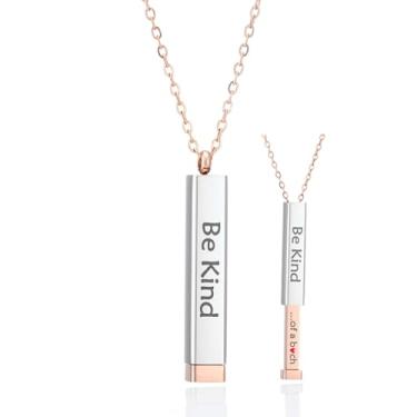 Imagem de SOPIFY Be Kind Of A B Colares Para Mulheres Colar Mensagem Escondida Melhores Amigas Irmãs Irmãs Inspirador Bar Colar Aço Inoxidável Amizade Presente Joias, Aço inoxidável, Sem Pedra Preciosa