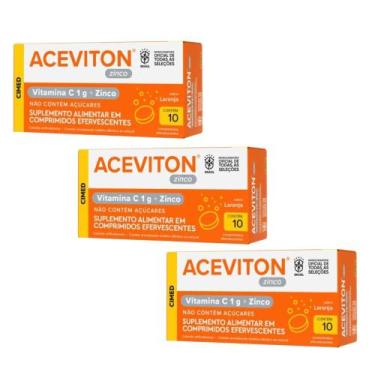 Imagem de Kit 3x Suplemento Aceviton Vitamina C + Zinco 10 cpr CIMED