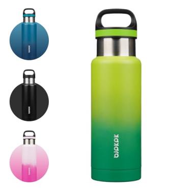 Imagem de BJPKPK Garrafa de água isolada de aço inoxidável de 510 g com alça de parede dupla, garrafa isolada a vácuo, livre de BPA, Bamboo Grove