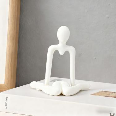 Imagem de Estátua de pensador abstrato, estátua de escultura abstrata minimalista branca, decoração de arte moderna para decoração de mesa de escritório em casa (estilo branco A)