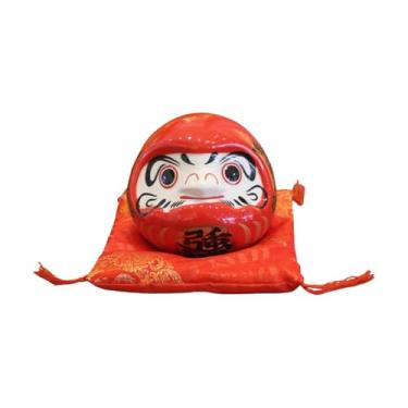 Imagem de Ｂｅｓｇａ Cofrinho Daruma de Cerâmica, Estátua de Boneco Daruma, Centro de Mesa, Estatueta Japonesa da Sorte, Decoração de Mesa para Estante, Vermelho
