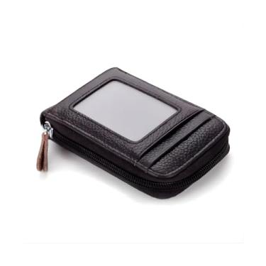 Imagem de Carteira Porta Cartões Compacta com Zíper e Visor Transparente, Organizador para Cartão, CNH e Dinheiro, Modelo Sanfonado Unissex (Marrom)