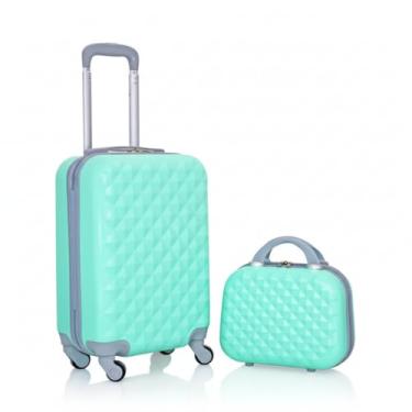 Imagem de Kit Mala Bordo 18 em ABS com Frasqueira, Forro Interno, Elástico e Compartimento Organizador (Verde)