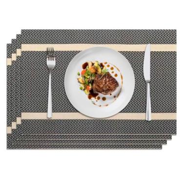 Imagem de Privalace 45,7 x 30,5 cm, conjunto de 4 jogo americano de PVC, tapete de mesa antiderrapante, lavável, resistente ao calor e resistente a manchas para mesa de jantar, cozinha doméstica, jantar, café