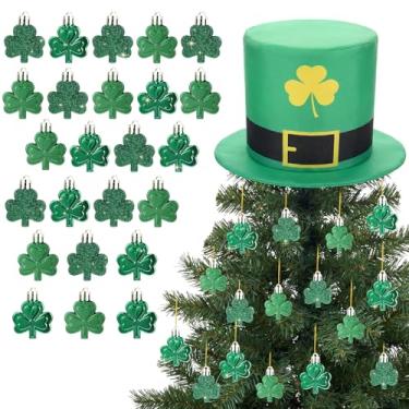 Imagem de Yookeer Conjunto de 25 peças de decorações de árvore do dia de São Patrício com chapéu de topo de árvore do dia de São Patrício de 24 peças para decoração de Natal de São Patrício irlandês