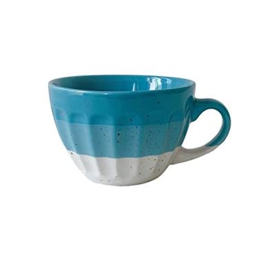 Imagem de KEG801302 Caneca de cerâmica moderna fresca azul salpicada copo de aveia para uso doméstico 350 ml copo de café para escritório