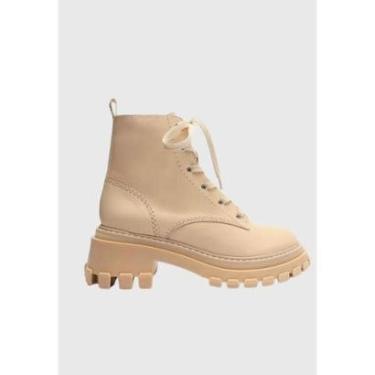 Imagem de Bota Coturno Cano Curto Tratorado Creme Schutz-Feminino
