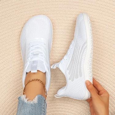 Imagem de Tênis feminino casual com bico largo, sem queda, academia, caminhada, trilha, corrida, tênis, fitness, Lcs176021 Branco, 35