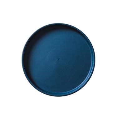 Imagem de Pires de plantas de jardim, cerâmica, sala de estar, varanda, vaso de flores, bandeja redonda para vasos de plantas (azul, médio)