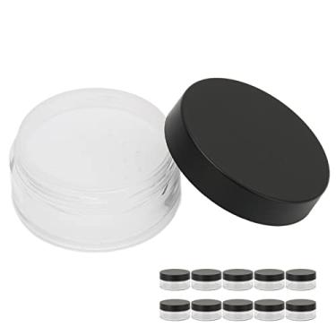 Imagem de Generic Frascos de pó Solto Recipientes Vazios Portáteis para Corretivo de pó de Maquiagem Tampa Preta para Armazenamento de Viagem 10 Unidades, para de Acabamento de Facial, Material Plástico