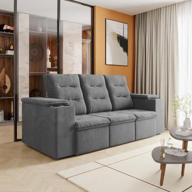 Imagem de Sofá 3 Lugares Retrátil 200cm Suede Munique Flash