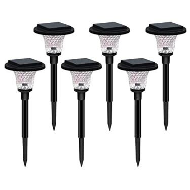 Imagem de Lâmpada de Jardim Solar com LEDs Luminárias Estaca Sustentadas por Energia Dois Modos Iluminação Luz Quente RGB IP65 para Decoração Caminho Pátio e Paisagem Longa Autonomia