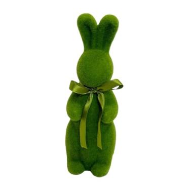 Imagem de Wswqop Estatueta de Da Páscoa Flocada, Estátua de, Decoração de Mesa, Enfeite de com Laço para Mesa, Escritório, Estante, Verde, Tamanho real