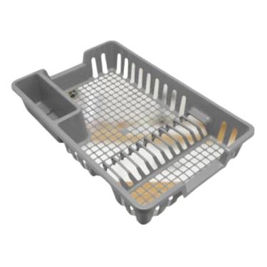 Imagem de Escorredor de Louças 12 Pratos Cozinha Plástico Preto Escorredor Louça Copos Talheres(CINZA)