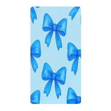 Imagem de Blueangle Lençol de berço padrão para berço infantil - Lençóis de algodão macio e respirável com laços azuis (93)