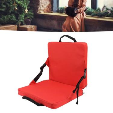 Imagem de Cadeiras de arquibancada com encosto e almofada, assentos de estádio para arquibancadas, almofada de assento dobrável de tecido Oxford portátil e confortável vermelha para atividades ao ar livre