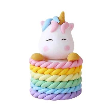 Imagem de Topo De Bolo De Unicórnio Com Arco-íris Para Meninas, 9 Peças, Decoraç
