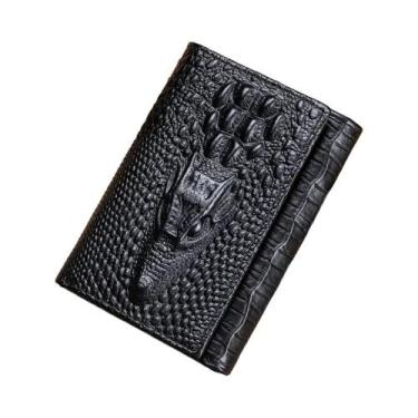 Imagem de Carteira Masculina De Couro Com Padrão De Crocodilo, Curta, Com Múltip
