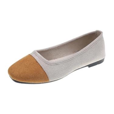 Imagem de Tênis feminino casual color block com boca rasa e bico redondo, cabedal macio, tamanho grande para uso versátil, Marrom, 38