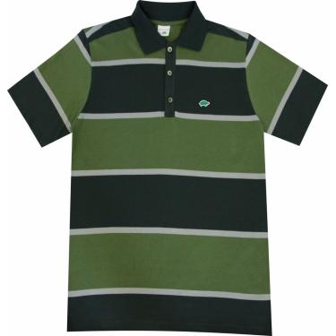 Imagem de Camisa Pau a Pique Polo Listrada Verde Escuro
