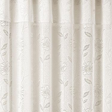 Imagem de Cortina Jade para Trilho Comum Tecido Renda Floral 3,00m x 2,50m Sala Quarto - Palha