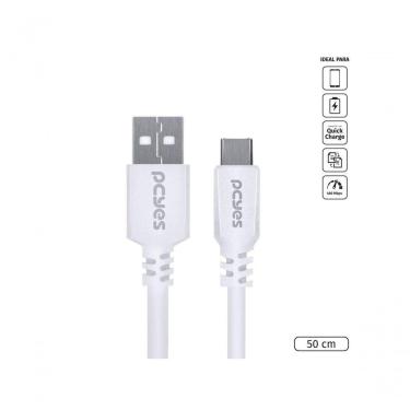 Imagem de Cabo Para Celular Smartphone Usb A 2.0 Para Usb Tipo C 50 Cm Branco - Puacb-05