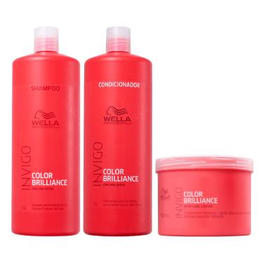 Imagem de Wella Invigo Color Brilliance Shampoo 1000ml, Condicionador 1000ml e Máscara 500ml