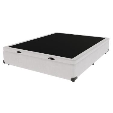 Imagem de Base Box Baú Casal Bege De Madeira 138cm Kazamix Cor:branco